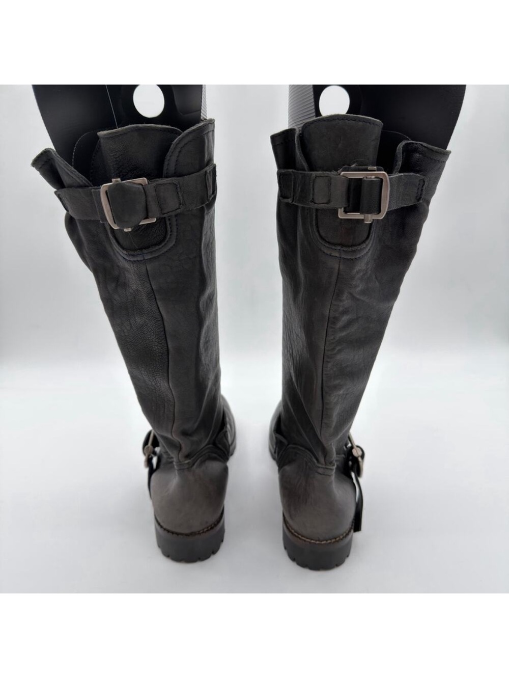 Marni Slouchy Soft Black Buttery Stretch Leather Moto 38 8 Lug Sole Buckle Boots - Picture 2 of 8